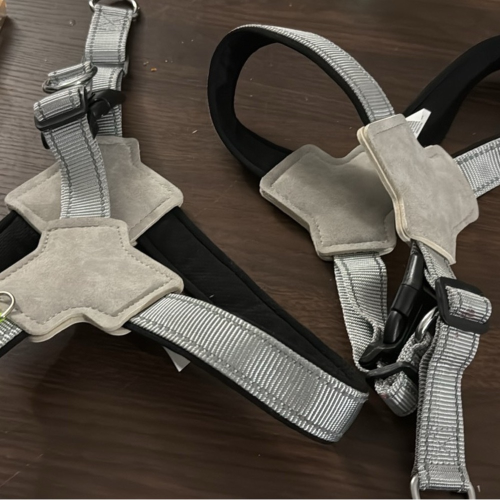 Stylish Dog Harness in Black and Silver